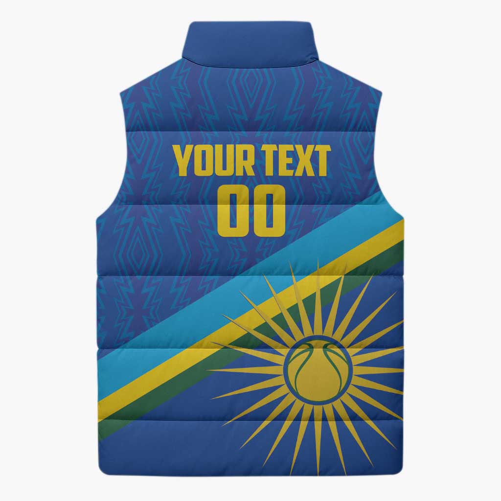 Rwanda Basketball Custom Sleeveless Puffer Jacket Go Champions Imigongo Folk Pattern - Wonder Print Shop