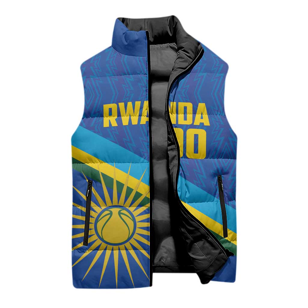 Rwanda Basketball Custom Sleeveless Puffer Jacket Go Champions Imigongo Folk Pattern - Wonder Print Shop