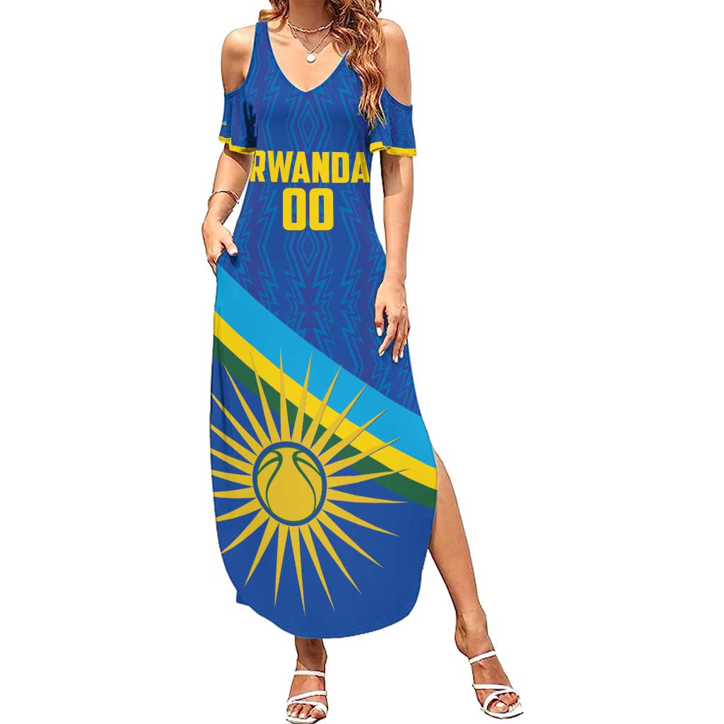 Rwanda Basketball Custom Summer Maxi Dress Go Champions Imigongo Folk Pattern - Wonder Print Shop