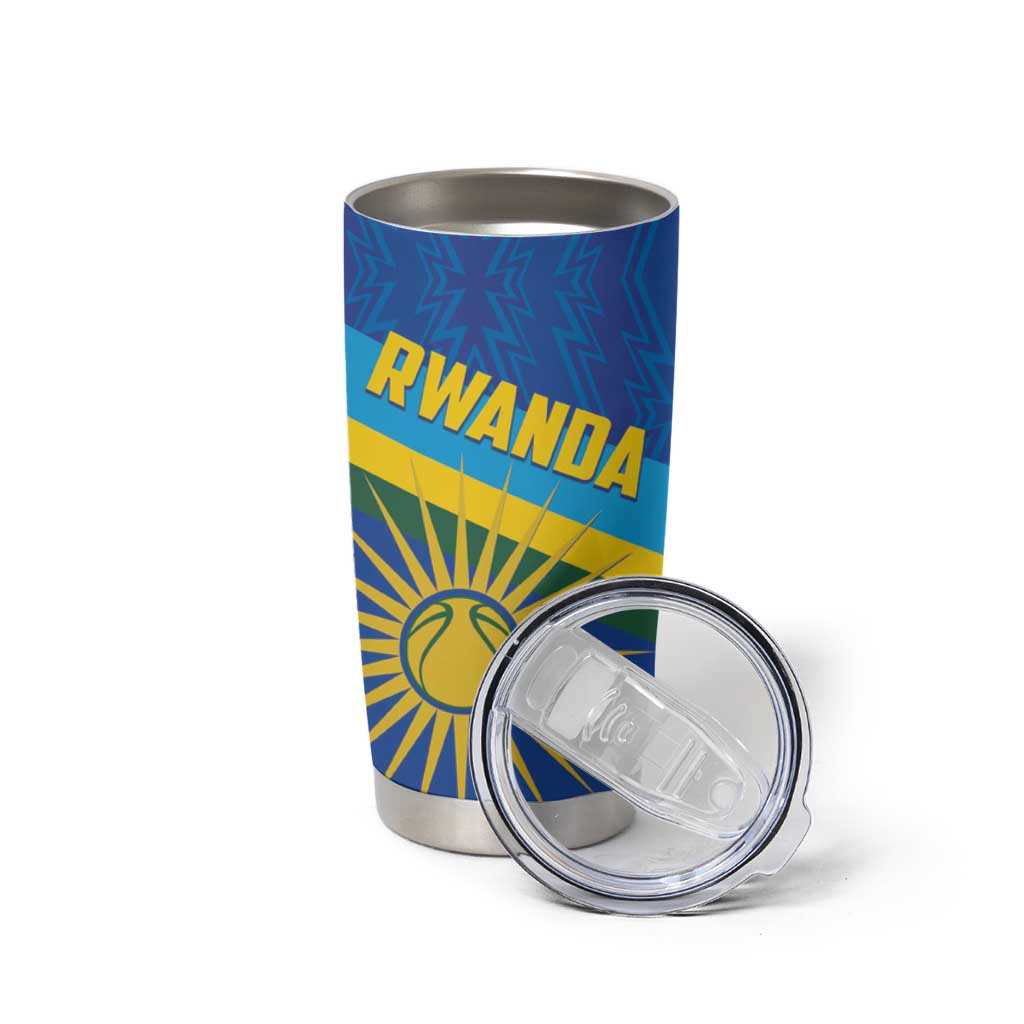 Rwanda Basketball Custom Tumbler Cup Go Champions Imigongo Folk Pattern - Wonder Print Shop