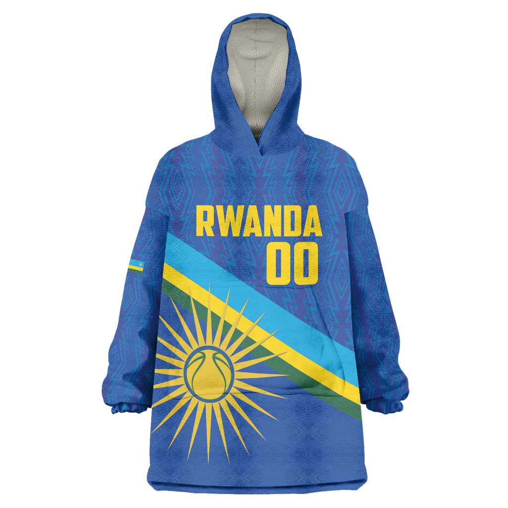 Rwanda Basketball Custom Wearable Blanket Hoodie Go Champions Imigongo Folk Pattern - Wonder Print Shop