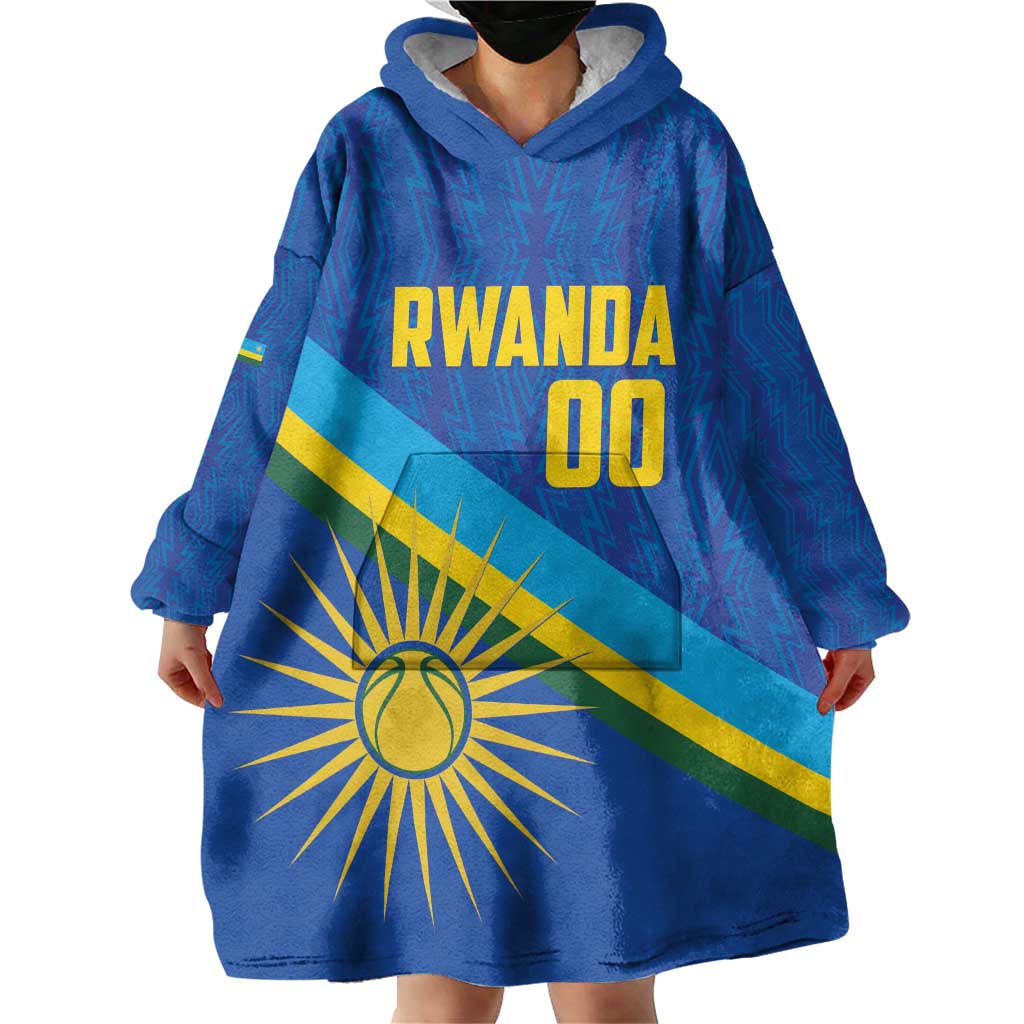 Rwanda Basketball Custom Wearable Blanket Hoodie Go Champions Imigongo Folk Pattern - Wonder Print Shop