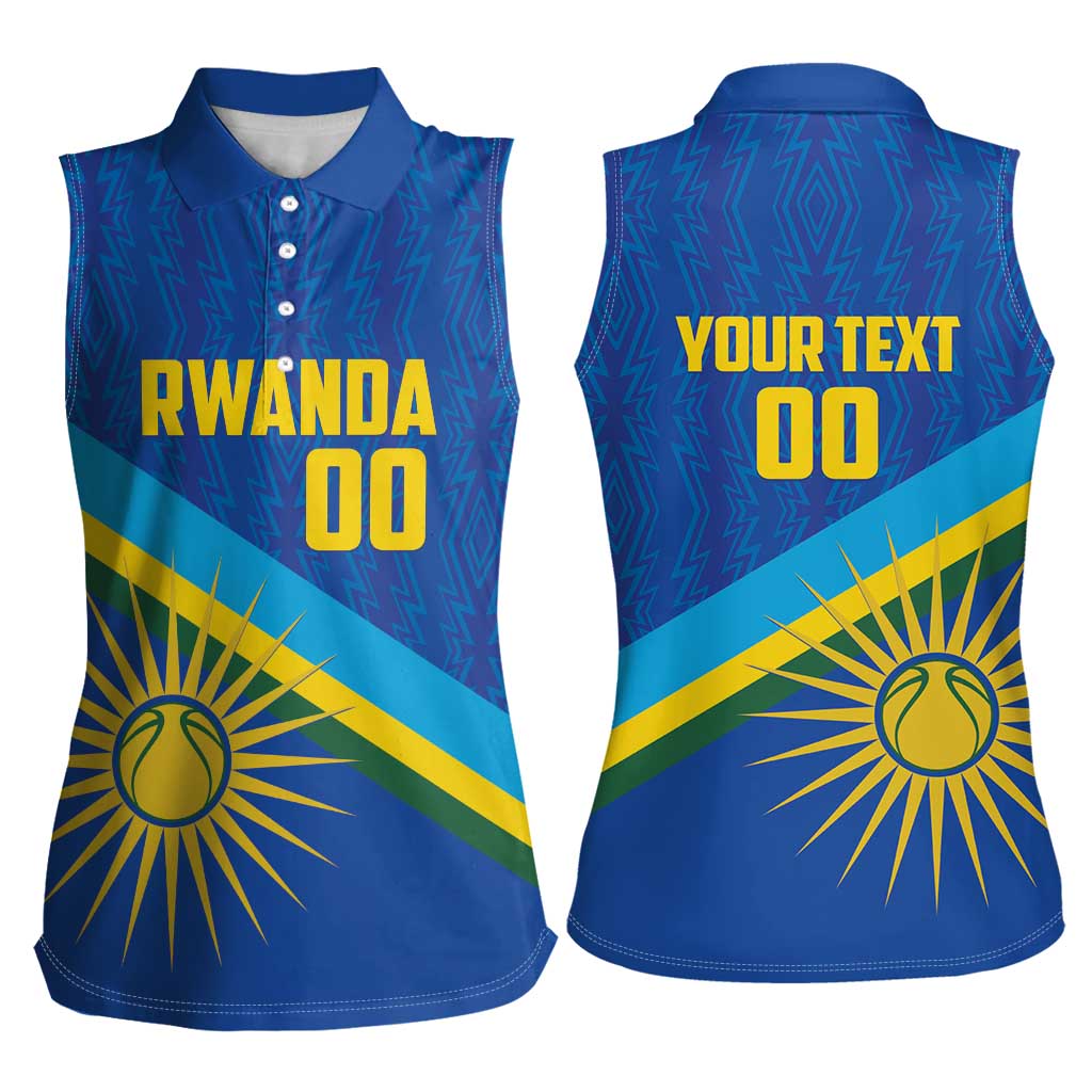 Rwanda Basketball Custom Women Sleeveless Polo Shirt Go Champions Imigongo Folk Pattern - Wonder Print Shop