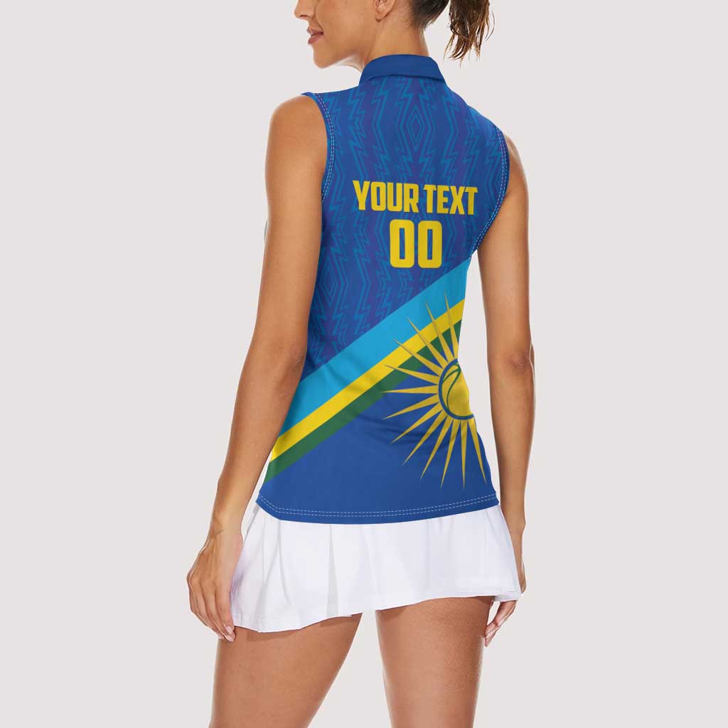 Rwanda Basketball Custom Women Sleeveless Polo Shirt Go Champions Imigongo Folk Pattern - Wonder Print Shop