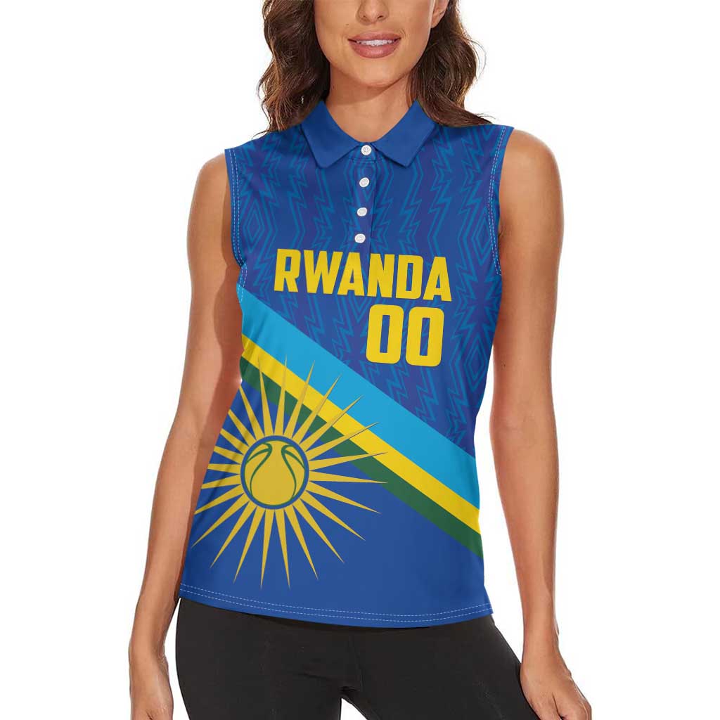 Rwanda Basketball Custom Women Sleeveless Polo Shirt Go Champions Imigongo Folk Pattern - Wonder Print Shop
