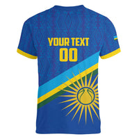 Rwanda Basketball Custom Women V-Neck T-Shirt Go Champions Imigongo Folk Pattern - Wonder Print Shop