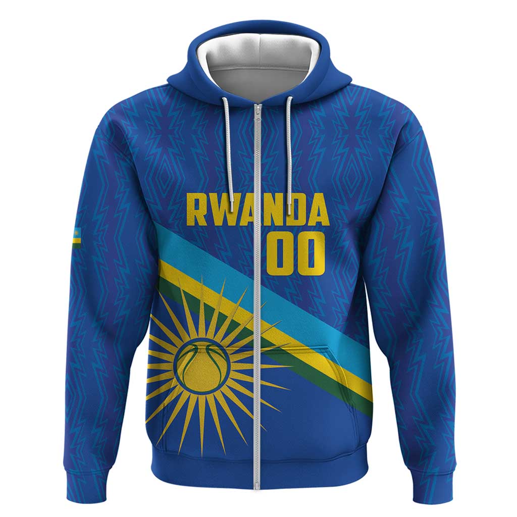 Rwanda Basketball Custom Zip Hoodie Go Champions Imigongo Folk Pattern - Wonder Print Shop