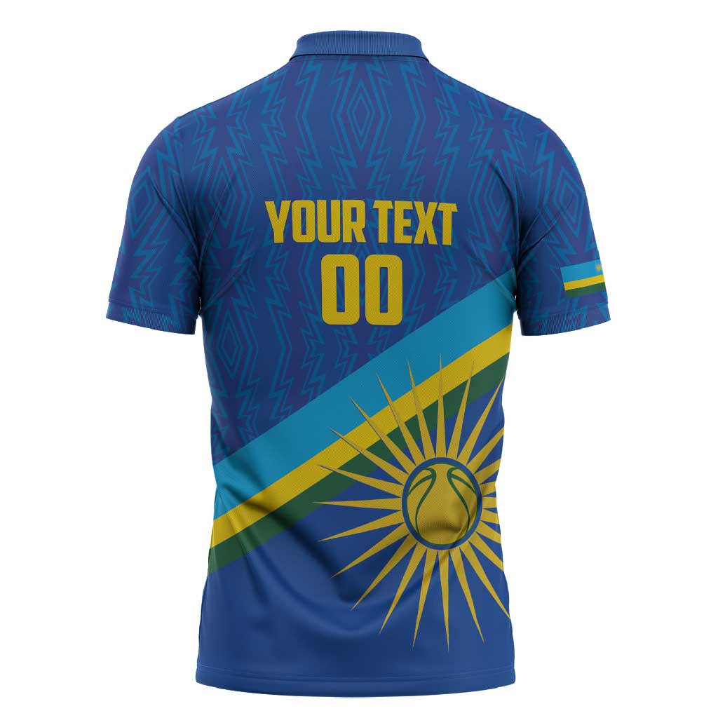 Rwanda Basketball Custom Zipper Polo Shirt Go Champions Imigongo Folk Pattern - Wonder Print Shop