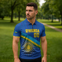 Rwanda Basketball Custom Zipper Polo Shirt Go Champions Imigongo Folk Pattern - Wonder Print Shop