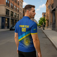 Rwanda Basketball Custom Zipper Polo Shirt Go Champions Imigongo Folk Pattern - Wonder Print Shop