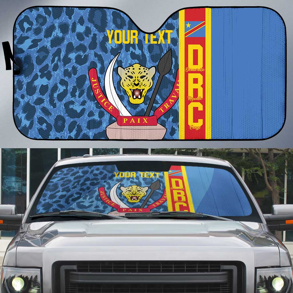 DR Congo Basketball Custom Auto Sun Shade Come On Leopards Skin Pattern - Wonder Print Shop