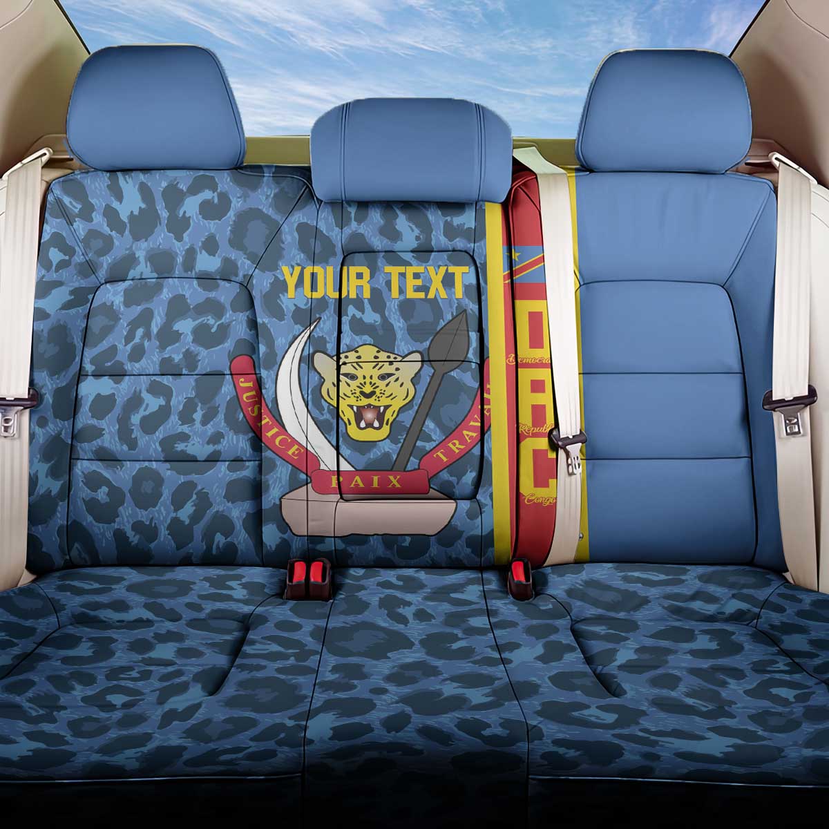 DR Congo Basketball Custom Back Car Seat Cover Come On Leopards Skin Pattern - Wonder Print Shop