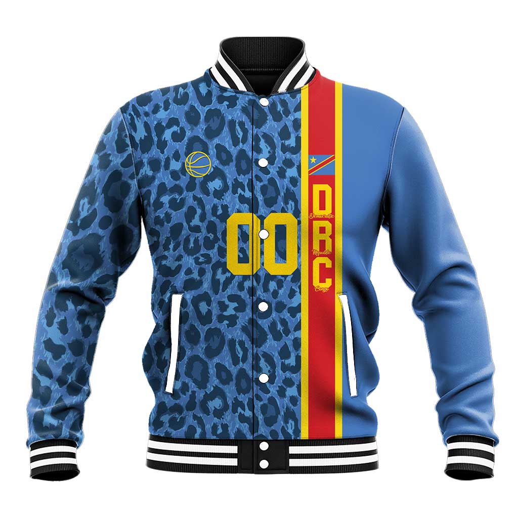 DR Congo Basketball Custom Baseball Jacket Come On Leopards Skin Pattern - Wonder Print Shop