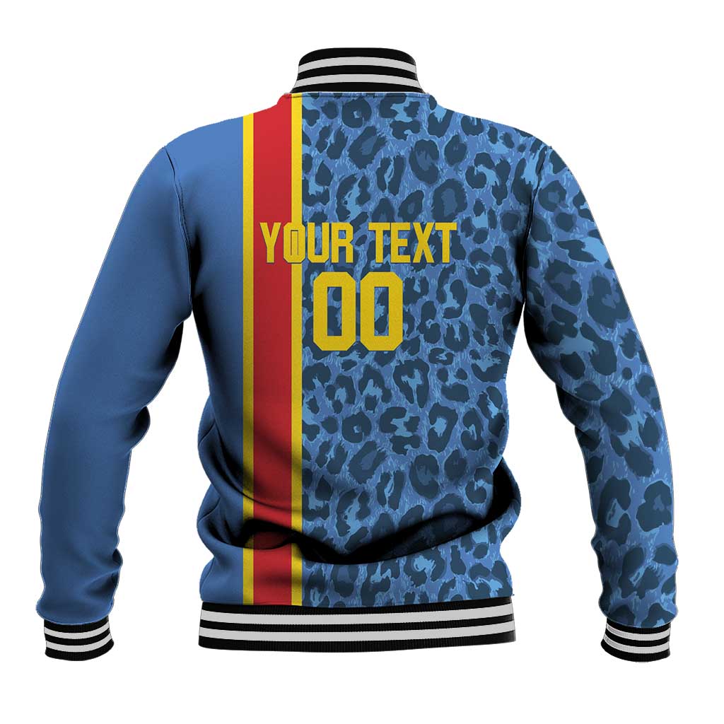 DR Congo Basketball Custom Baseball Jacket Come On Leopards Skin Pattern - Wonder Print Shop