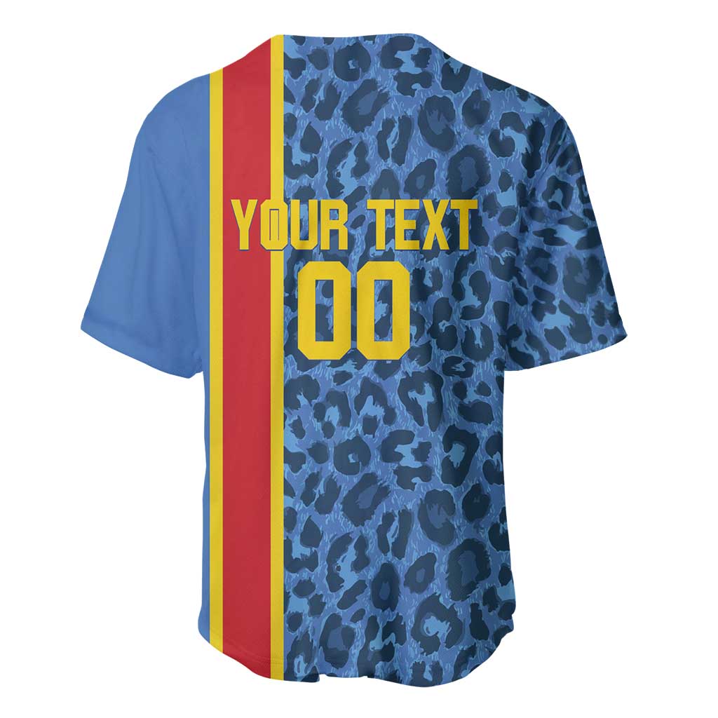DR Congo Basketball Custom Baseball Jersey Come On Leopards Skin Pattern - Wonder Print Shop