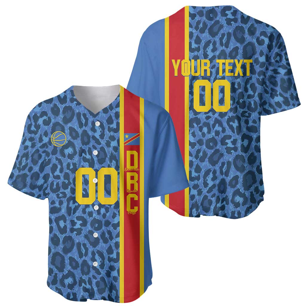 DR Congo Basketball Custom Baseball Jersey Come On Leopards Skin Pattern - Wonder Print Shop