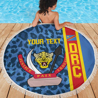 DR Congo Basketball Custom Beach Blanket Come On Leopards Skin Pattern - Wonder Print Shop