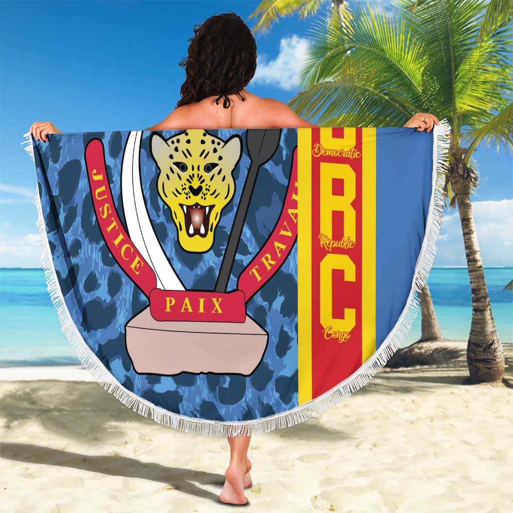 DR Congo Basketball Custom Beach Blanket Come On Leopards Skin Pattern - Wonder Print Shop