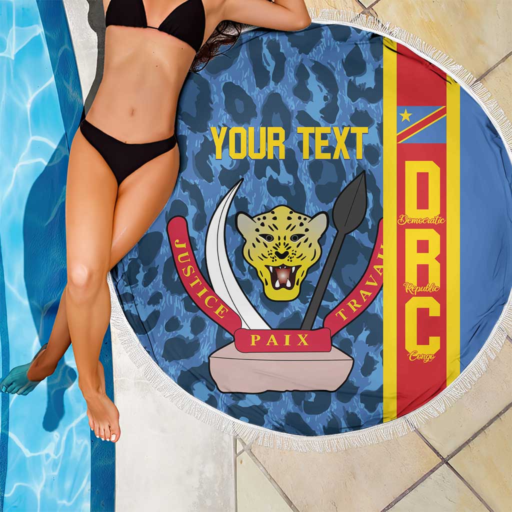 DR Congo Basketball Custom Beach Blanket Come On Leopards Skin Pattern - Wonder Print Shop