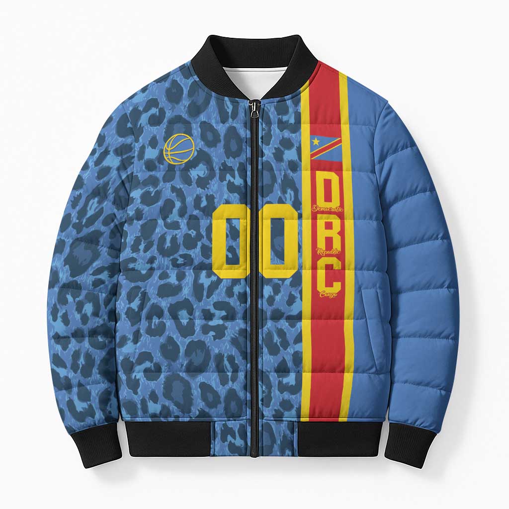 DR Congo Basketball Custom Bomber Puffer Jacket Come On Leopards Skin Pattern - Wonder Print Shop