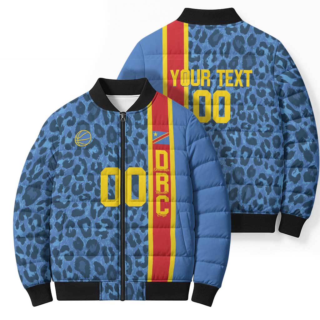 DR Congo Basketball Custom Bomber Puffer Jacket Come On Leopards Skin Pattern - Wonder Print Shop