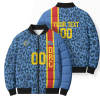 DR Congo Basketball Custom Bomber Puffer Jacket Come On Leopards Skin Pattern - Wonder Print Shop
