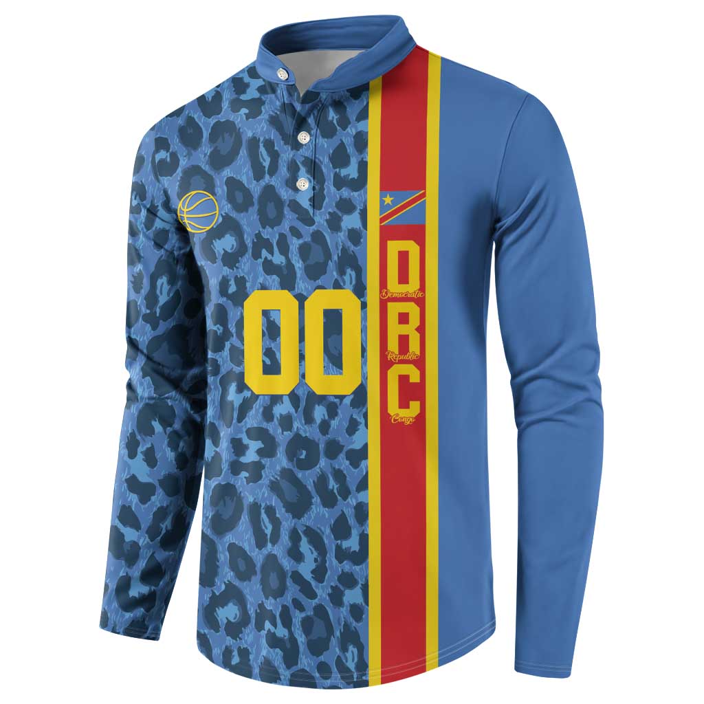 DR Congo Basketball Custom Button Sweatshirt Come On Leopards Skin Pattern - Wonder Print Shop