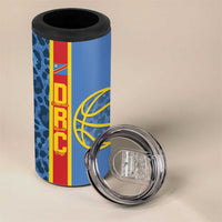 DR Congo Basketball Custom 4 in 1 Can Cooler Tumbler Come On Leopards Skin Pattern - Wonder Print Shop