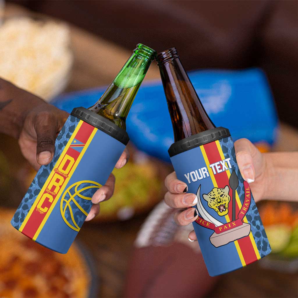 DR Congo Basketball Custom 4 in 1 Can Cooler Tumbler Come On Leopards Skin Pattern - Wonder Print Shop