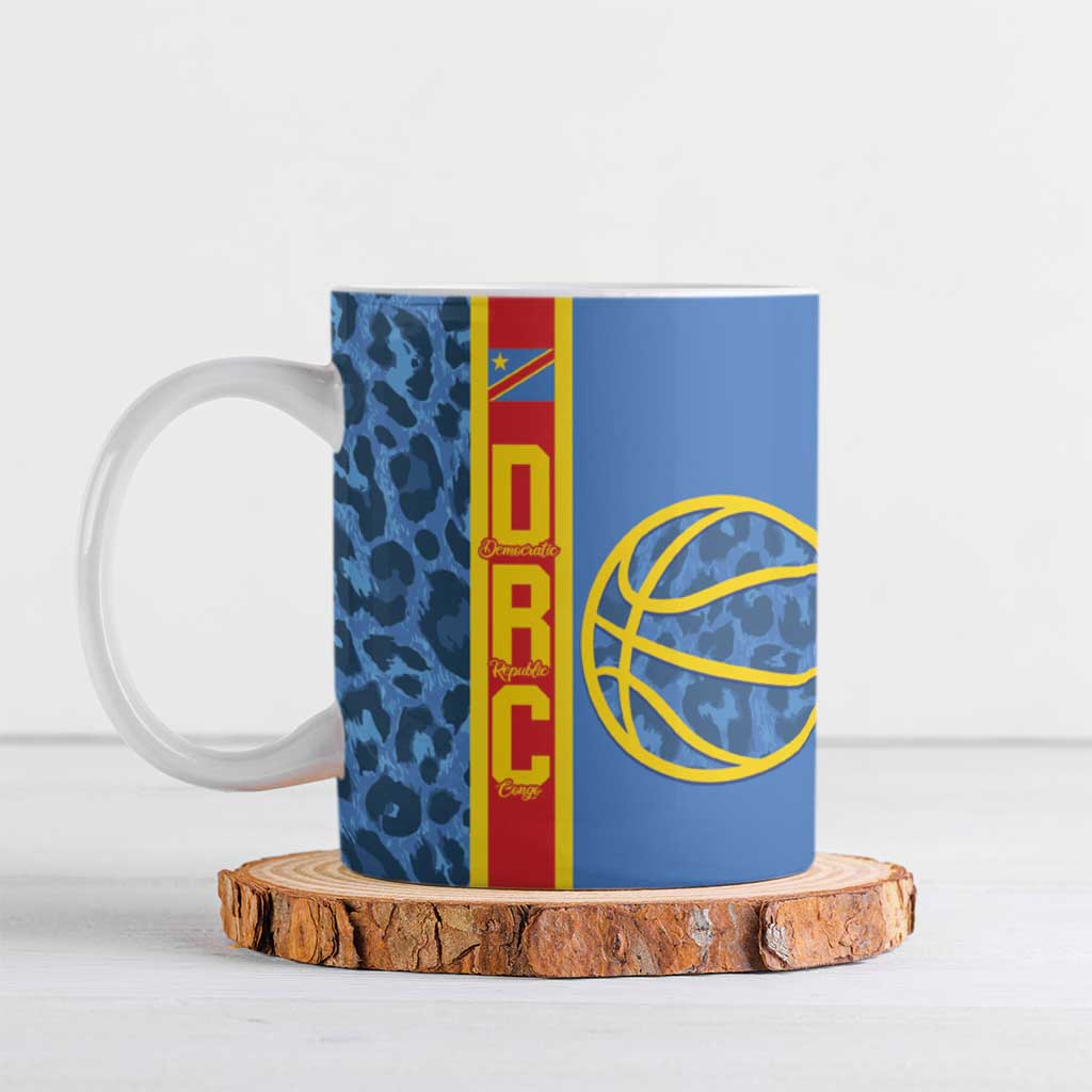 DR Congo Basketball Custom Ceramic Mug Come On Leopards Skin Pattern - Wonder Print Shop