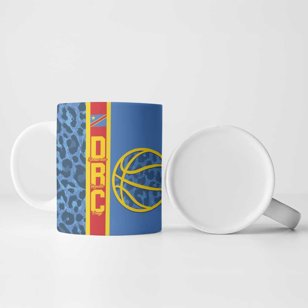 DR Congo Basketball Custom Ceramic Mug Come On Leopards Skin Pattern - Wonder Print Shop
