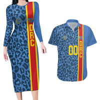 DR Congo Basketball Custom Couples Matching Long Sleeve Bodycon Dress and Hawaiian Shirt Come On Leopards Skin Pattern - Wonder Print Shop