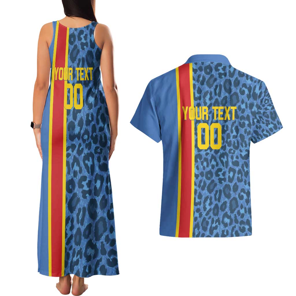 DR Congo Basketball Custom Couples Matching Tank Maxi Dress and Hawaiian Shirt Come On Leopards Skin Pattern - Wonder Print Shop