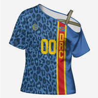 DR Congo Basketball Custom Cross Shoulder Shirt Come On Leopards Skin Pattern - Wonder Print Shop