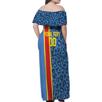 DR Congo Basketball Custom Family Matching Off Shoulder Maxi Dress and Hawaiian Shirt Come On Leopards Skin Pattern - Wonder Print Shop