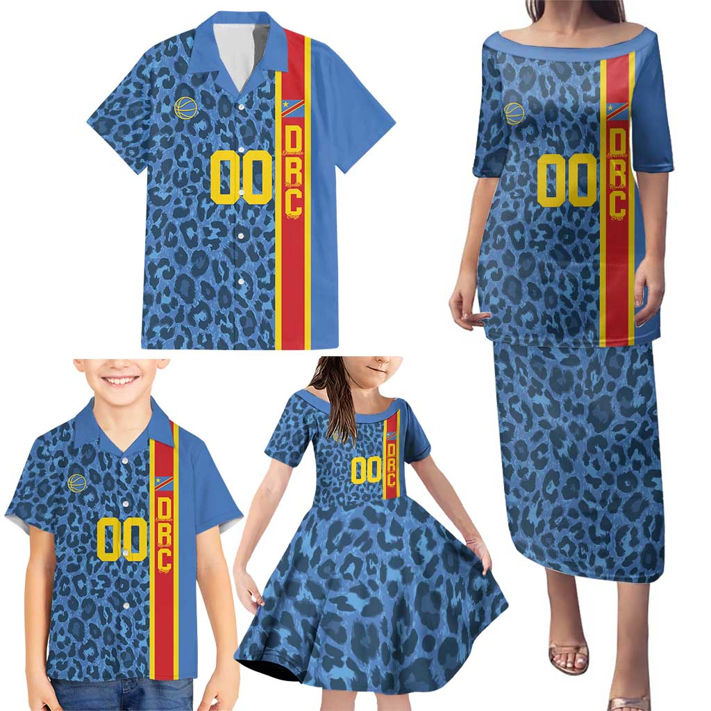 DR Congo Basketball Custom Family Matching Puletasi and Hawaiian Shirt Come On Leopards Skin Pattern - Wonder Print Shop