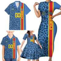 DR Congo Basketball Custom Family Matching Short Sleeve Bodycon Dress and Hawaiian Shirt Come On Leopards Skin Pattern - Wonder Print Shop