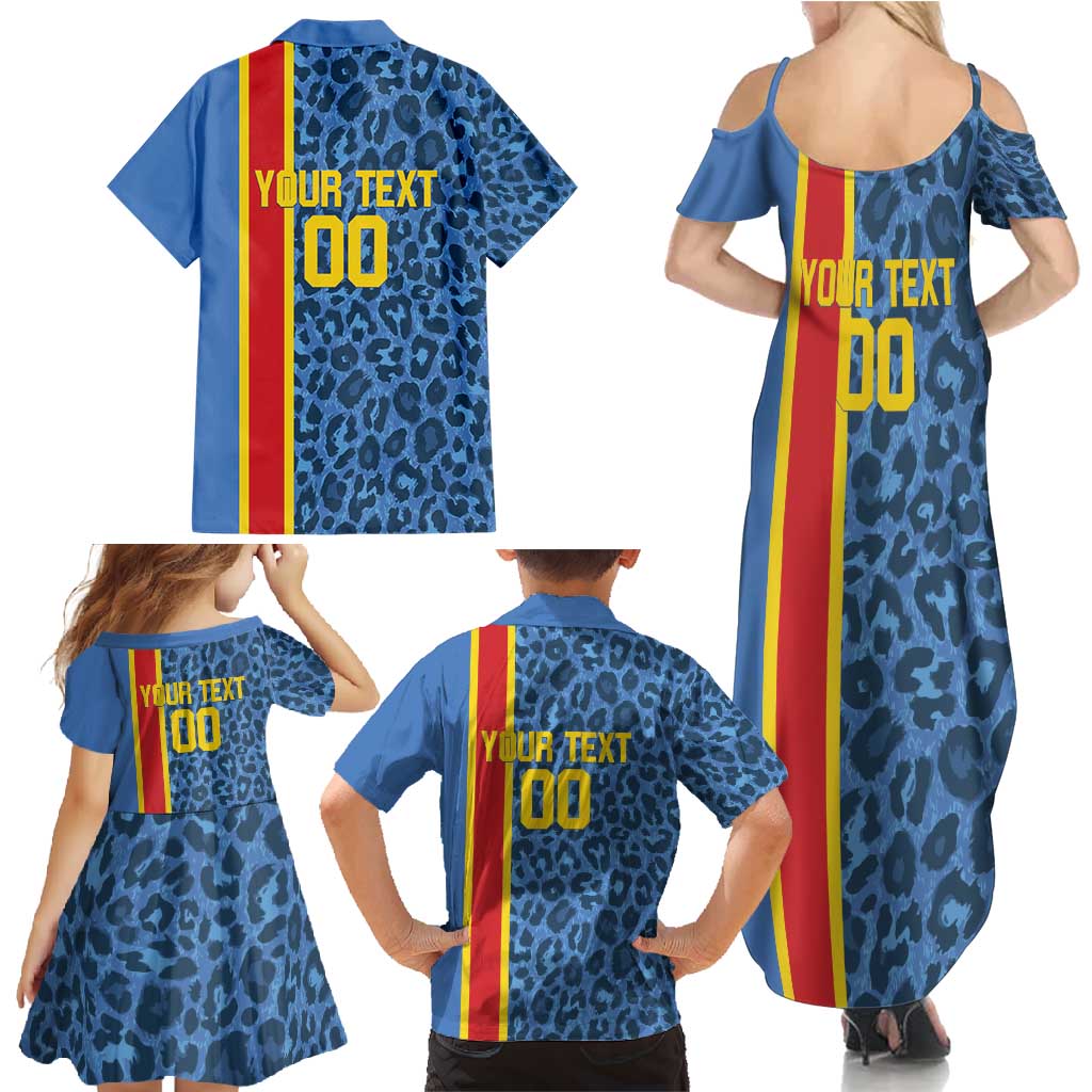 DR Congo Basketball Custom Family Matching Summer Maxi Dress and Hawaiian Shirt Come On Leopards Skin Pattern - Wonder Print Shop