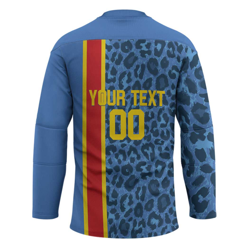 DR Congo Basketball Custom Hockey Jersey Come On Leopards Skin Pattern - Wonder Print Shop