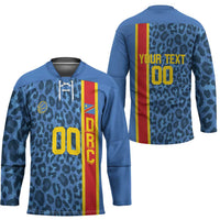 DR Congo Basketball Custom Hockey Jersey Come On Leopards Skin Pattern - Wonder Print Shop