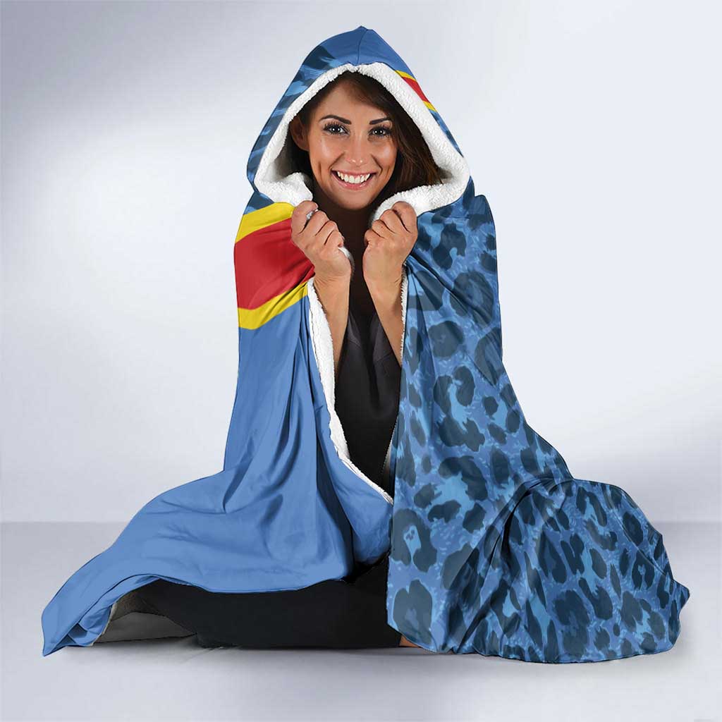 DR Congo Basketball Custom Hooded Blanket Come On Leopards Skin Pattern - Wonder Print Shop