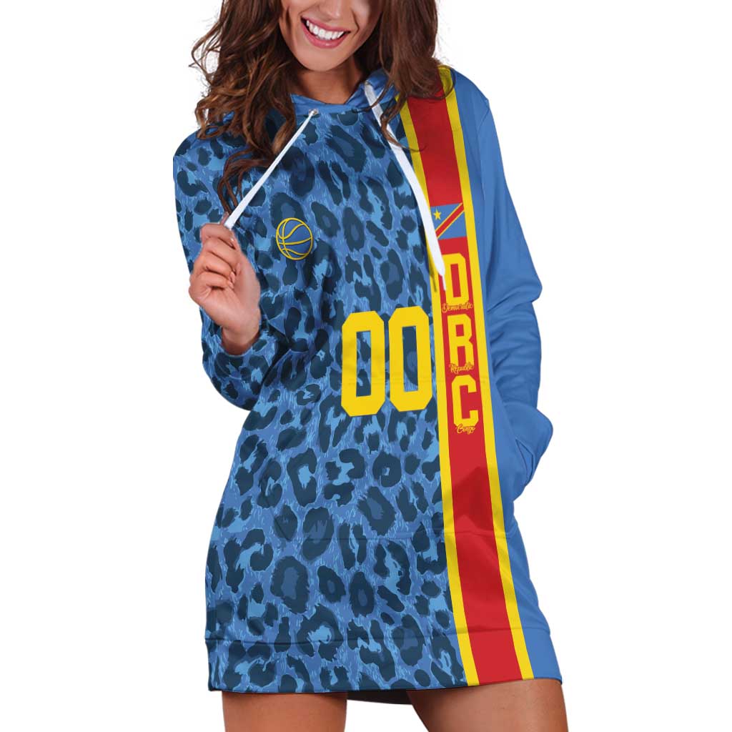 DR Congo Basketball Custom Hoodie Dress Come On Leopards Skin Pattern - Wonder Print Shop