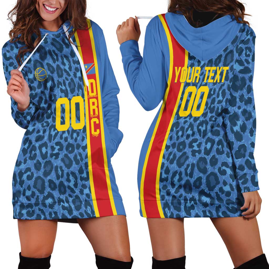 DR Congo Basketball Custom Hoodie Dress Come On Leopards Skin Pattern - Wonder Print Shop