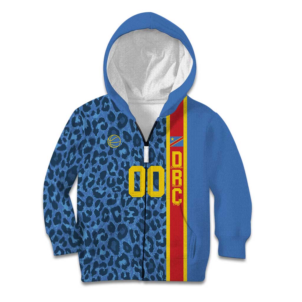 DR Congo Basketball Custom Kid Hoodie Come On Leopards Skin Pattern - Wonder Print Shop