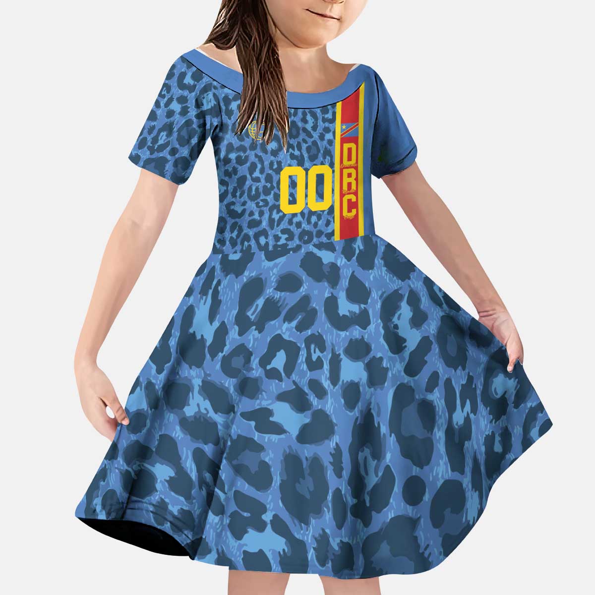 DR Congo Basketball Custom Kid Short Sleeve Dress Come On Leopards Skin Pattern - Wonder Print Shop