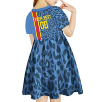DR Congo Basketball Custom Kid Short Sleeve Dress Come On Leopards Skin Pattern - Wonder Print Shop