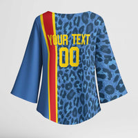 DR Congo Basketball Custom Kimono Sleeve Blouse Come On Leopards Skin Pattern - Wonder Print Shop