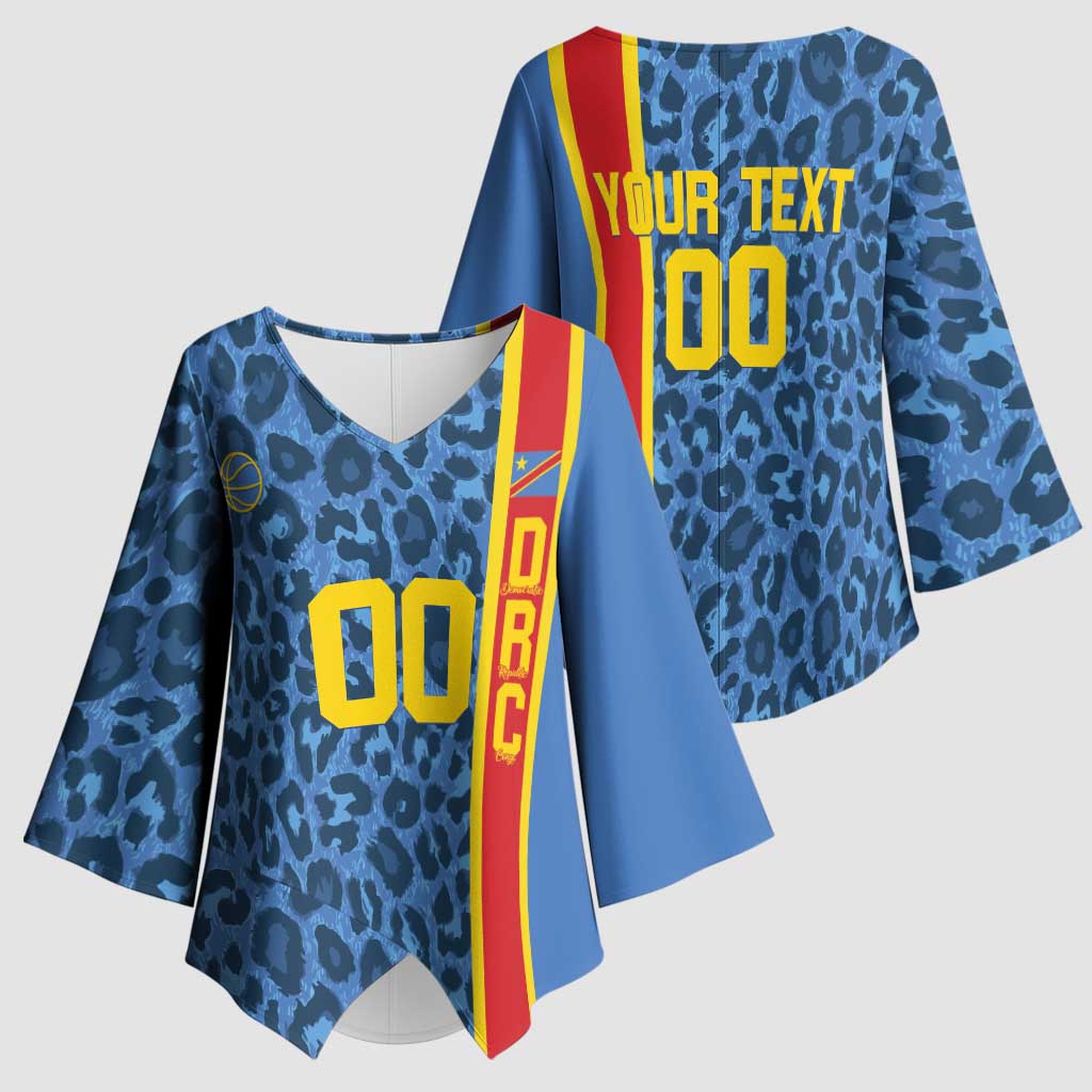 DR Congo Basketball Custom Kimono Sleeve Blouse Come On Leopards Skin Pattern - Wonder Print Shop