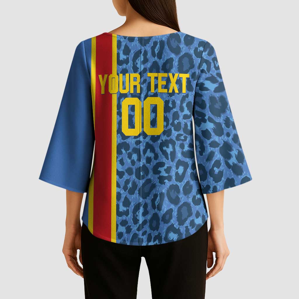 DR Congo Basketball Custom Kimono Sleeve Blouse Come On Leopards Skin Pattern - Wonder Print Shop