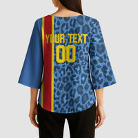 DR Congo Basketball Custom Kimono Sleeve Blouse Come On Leopards Skin Pattern - Wonder Print Shop